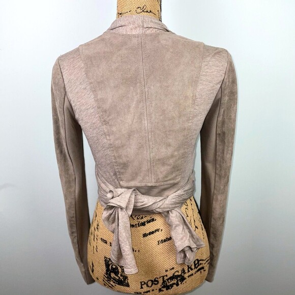 BCBGMaxAzria Waterfall Suede Open Front Drape Wrap Jacket  Heather Khaki Sz Xs - Picture 6 of 9